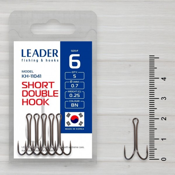 Гачки двійники Leader Short Double, 4шт/уп, № 6